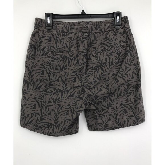 John Varvatos Daryl Leaf Print Cotton Hemp Drawstring Short Licorice Sz 30 NEW - Picture 3 of 7